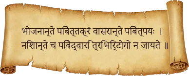 At the end of the meal, pabittakram, and at the end of the week, pabittpaya. At the end of the day, the three doors of the pabi are not born